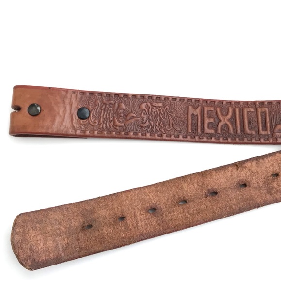 Vintage Tooled Leather Mexico Belt 38 main image 7
